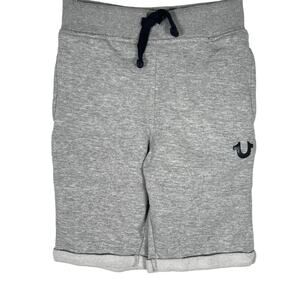 True Religion Kids Boy's Athletic Short 5 Gray Pull On Drawstring Roll Hem